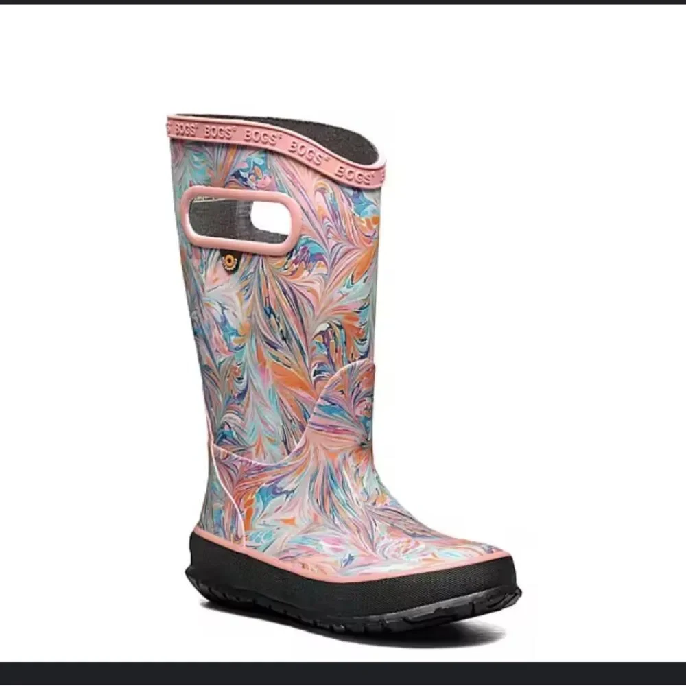 Bogs Pink Marble RainBoot Youth Girl Sz 4
